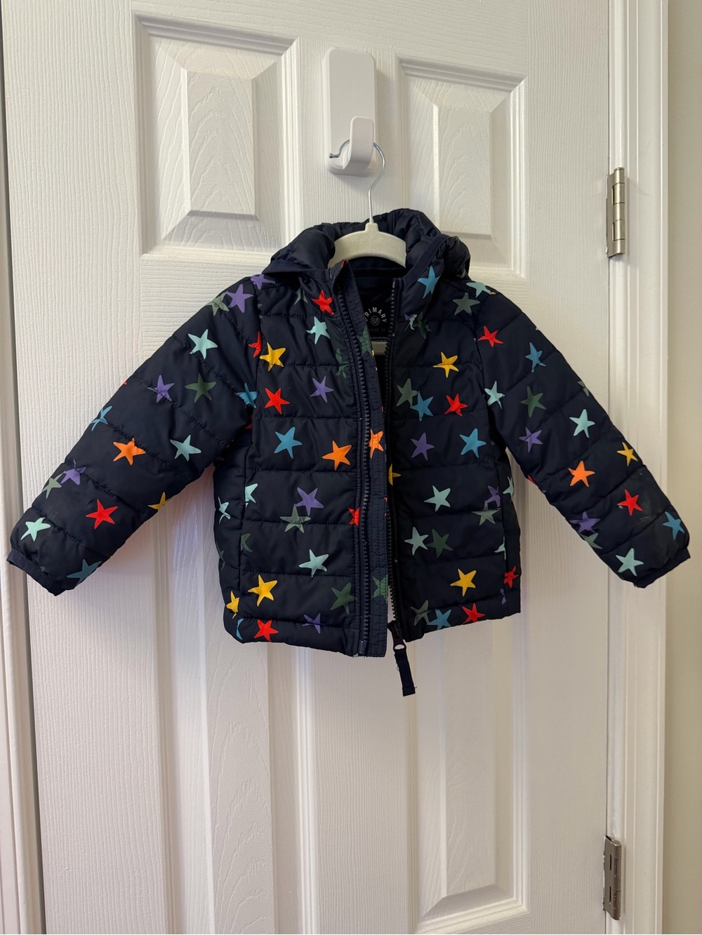 Primary Lightweight Puffer - EUC - Navy Star Print
